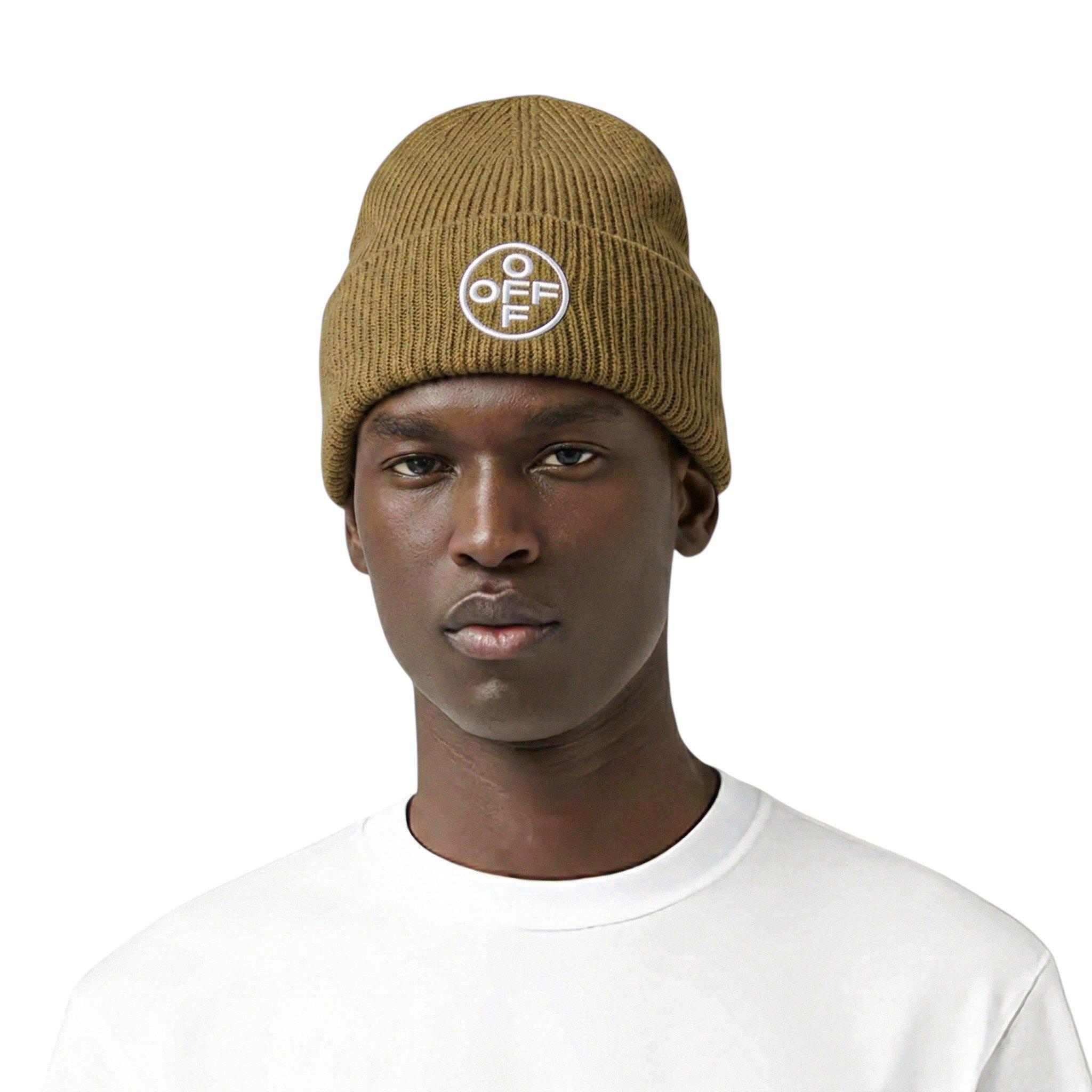 L/AB c/o Off-White Off Embroidered Cuff Beanie - Olive - OLIVE